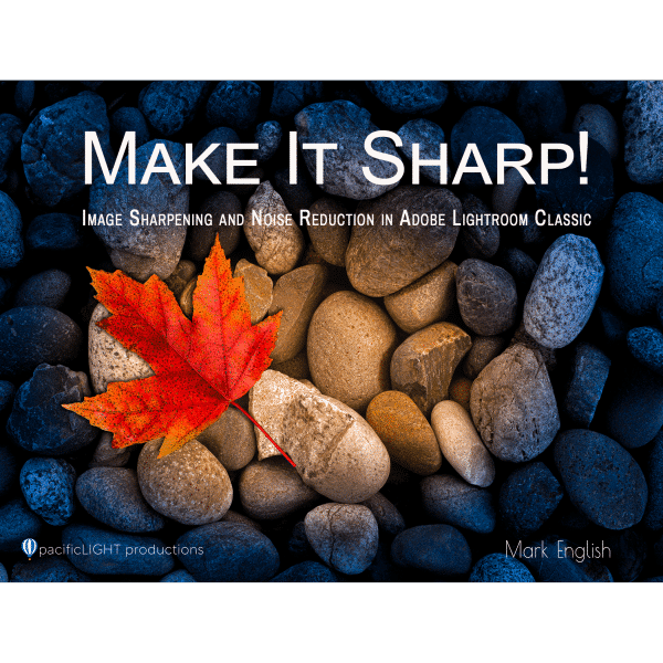 Leaf on stones with sharpening tutorial text.